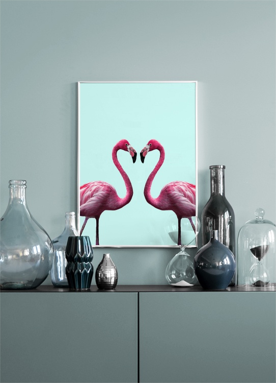 Flamingo Heart Poster Flamingo Herz Desenio De