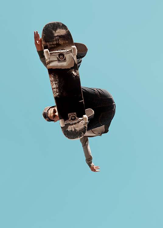  - Tolle Fotokunst mit einem Skateboarder in der Luft.