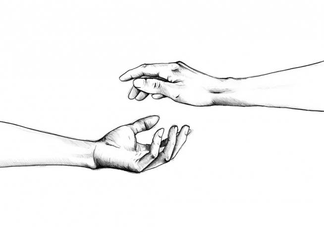 Dessin De Deux Mains Qui Se Tiennent Reaching Hands Poster - Hand geben - Desenio.de