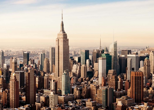  - Schönes Städteposter der Stadt New York mit den vielfältigen Hochhäusern von Manhattans.