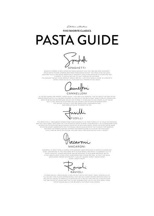 Five Pasta Classics Poster / Poster mit Sprüchen bei Desenio AB (2655)