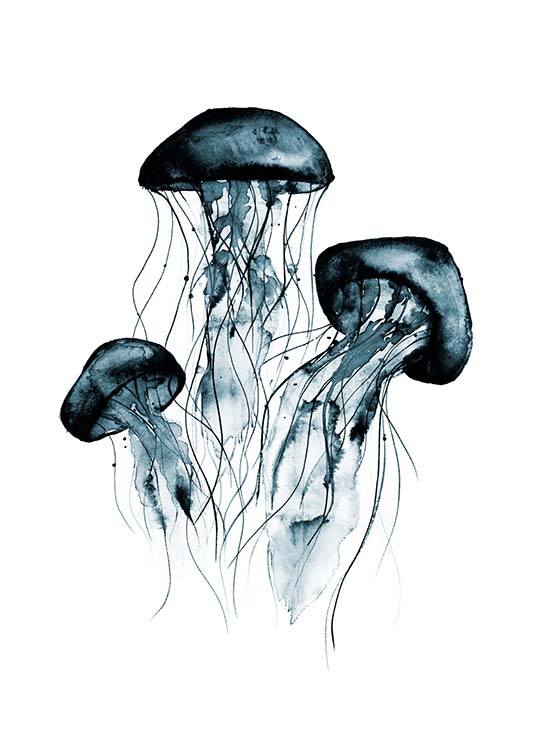 Jellyfish Watercolor Poster / Tiere bei Desenio AB (2920)