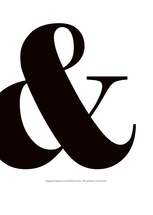  – Schwarz-weiß-Typografieposter mit einem Und-Zeichen und Text darunter