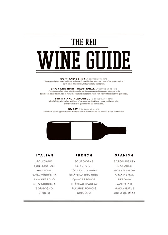 Red Wine Guide, Poster / Schwarz-Weiß bei Desenio AB (7802)