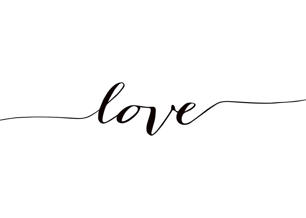 – Zitatebild in Schwarz-weiß mit dem Wort „Love“ und Linien, die bis zur Seite durchgezogen sind