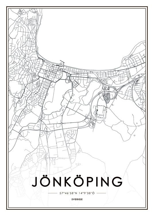 Jönköping, Poster / Schwarz-Weiß bei Desenio AB (8124)