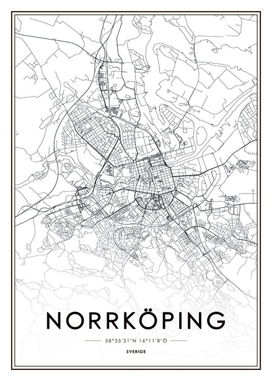 Norrköping, Poster / Schwarz-Weiß bei Desenio AB (8129)