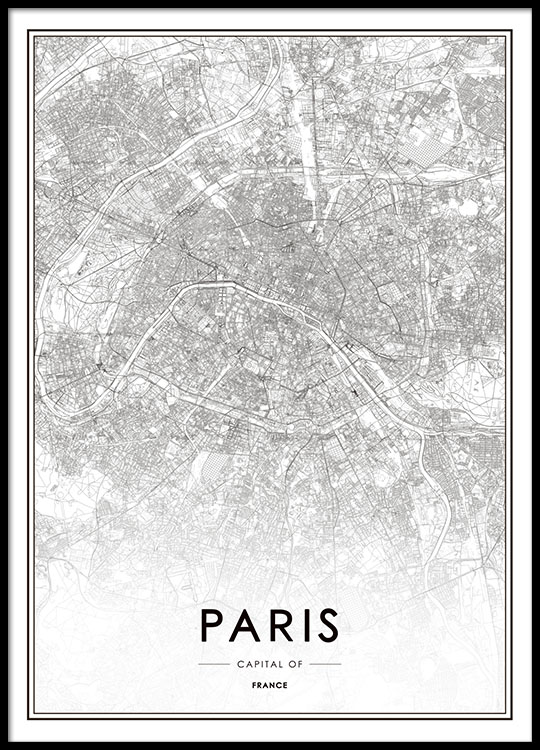 paris karte schwarz weiß Poster Mit Paris Karte Schwarz Weisse Plakate Und Poster Desenio De paris karte schwarz weiß