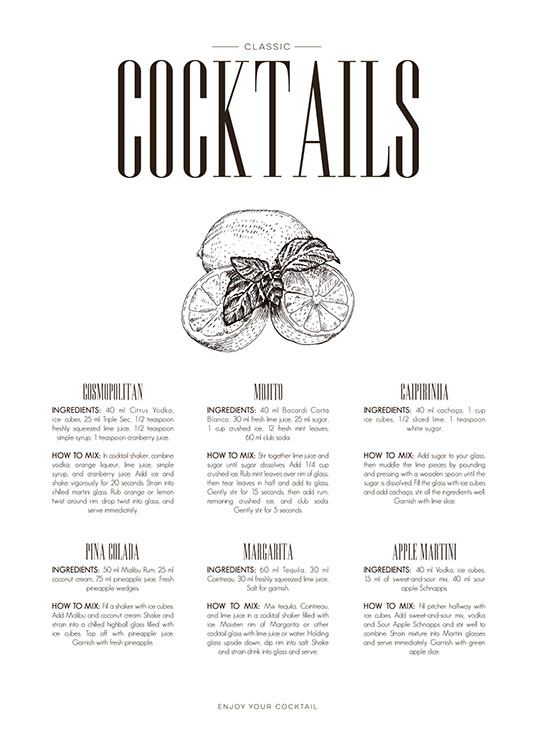 Cocktails, Poster / Küchenposter bei Desenio AB (8227)