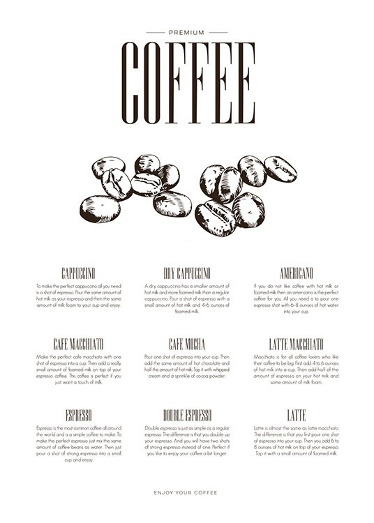 Coffee Type, Poster / Küchenposter bei Desenio AB (8231)