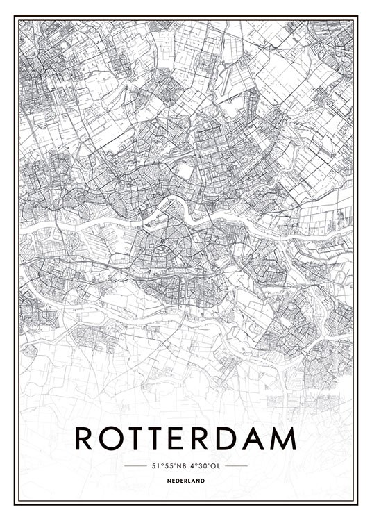 – Monochromes Poster, das Rotterdam zeigt