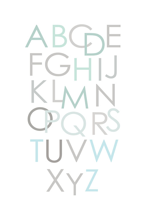 Alphabet Blue Eng, Poster / Poster mit Sprüchen bei Desenio AB (8435)
