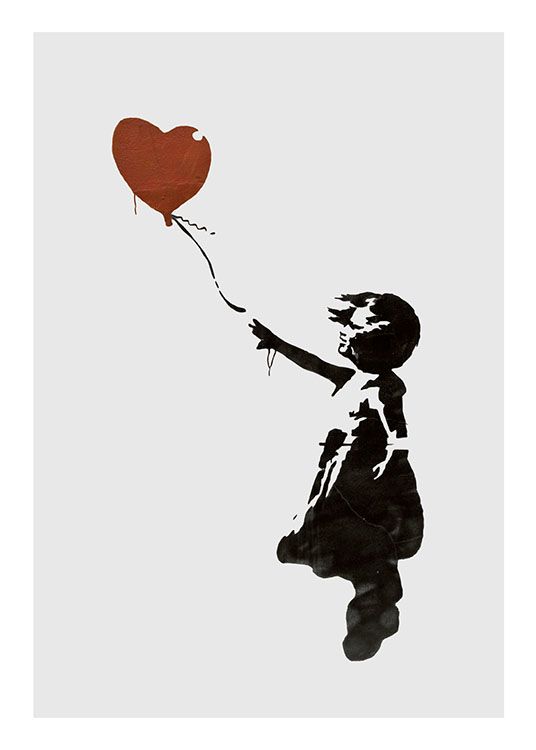 Girl With Love Balloon Grey, Poster / Kinder bei Desenio AB (8446)