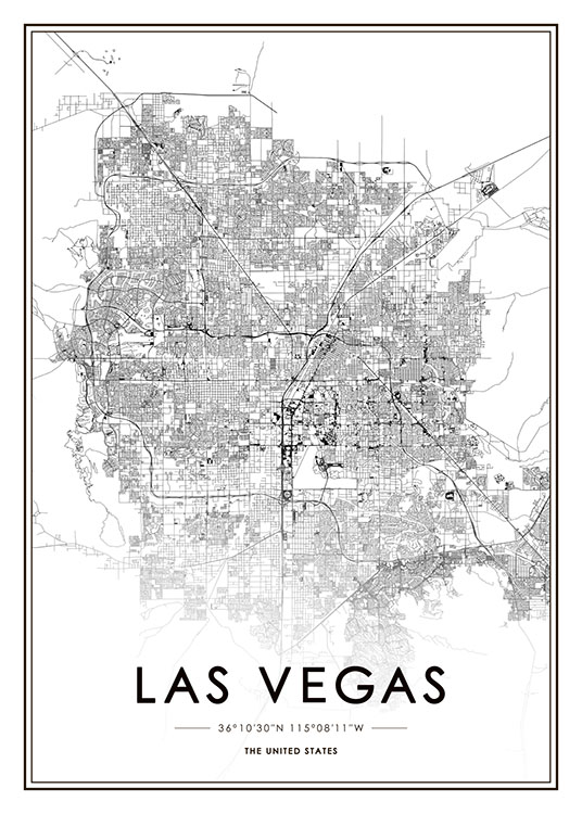 Las Vegas Map Poster / Schwarz-Weiß bei Desenio AB (8725)