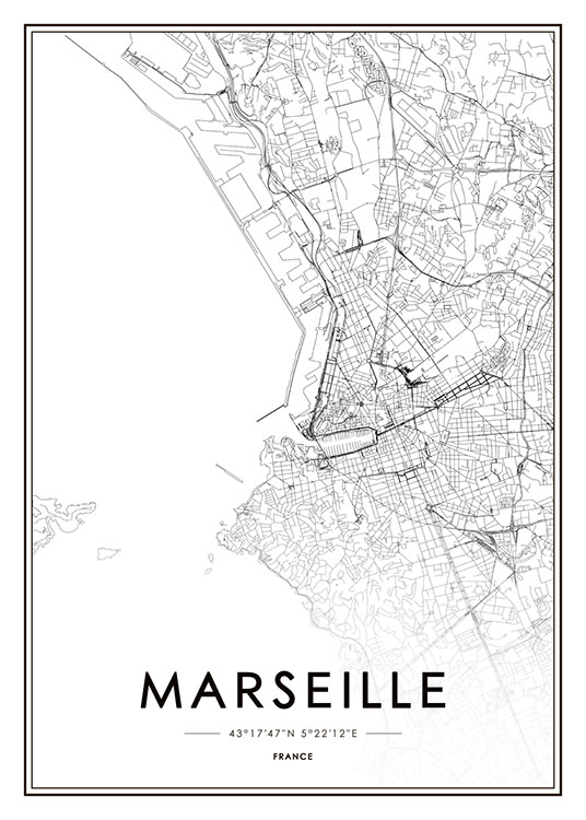 Marseille Poster / Schwarz-Weiß bei Desenio AB (8728)