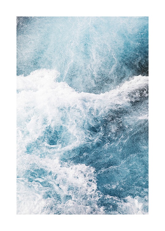  - Fotografie mit einer Luftaufnahme eines blauen Meeres mit Meeresschaum