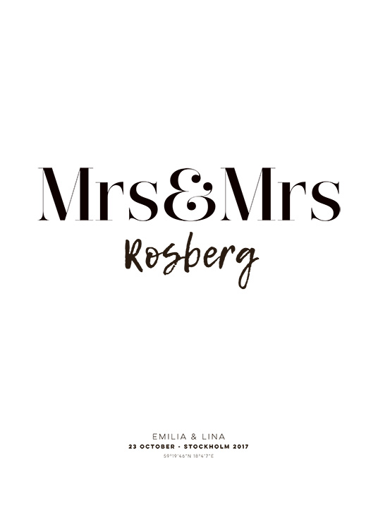 Mrs and Mrs Personal Poster / Personalisierte Namen bei Desenio AB (pp0012)