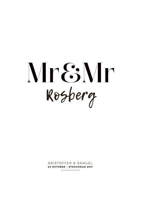 Mr and Mr Personal Poster / Personalisierte Namen bei Desenio AB (pp0013)