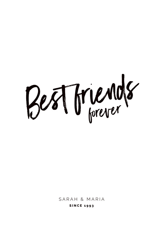 – Textposter mit dem Zitat „Best friends forever“ und Text am unteren Rand zum Personalisieren