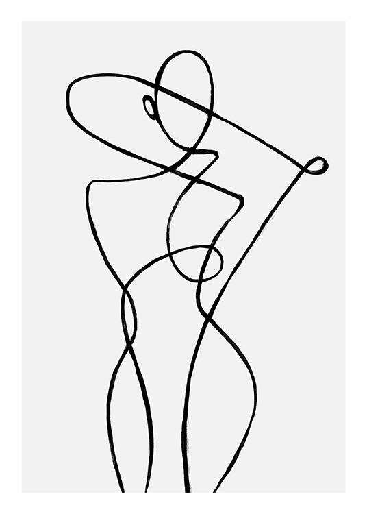 – Line-Art-Zeichnung eines Körpers mit abstrakten Linien