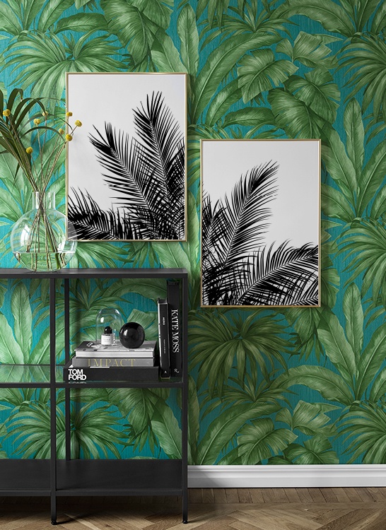 Flurinspiration: Palmentapete, Palmenbilder in S/W
