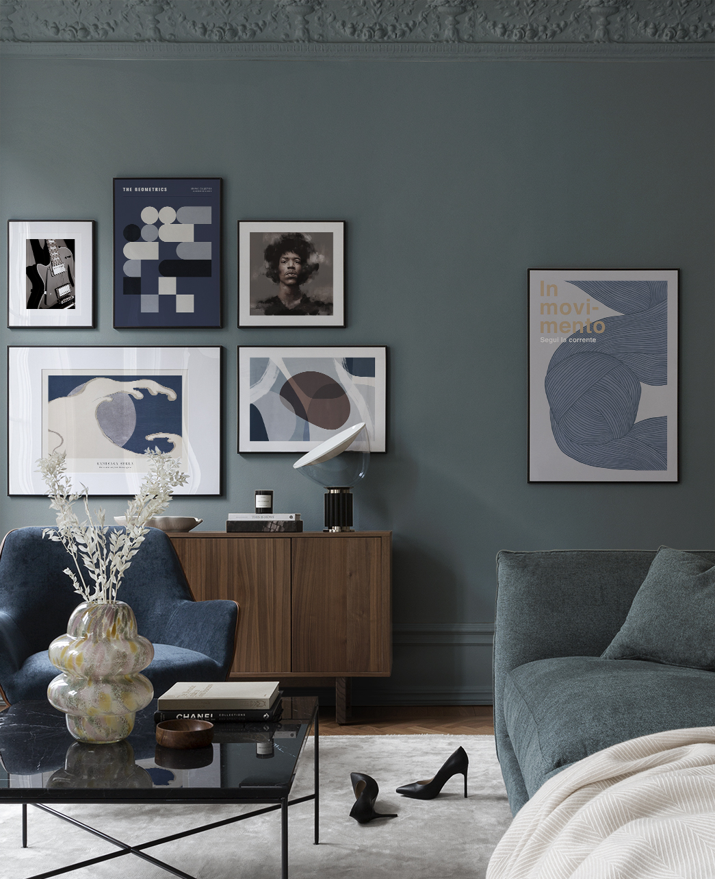 Modische blaue Kunst für das Wohnzimmer